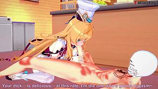 yo, escoffier giving that kitchen blowjob in genshin impact vibes