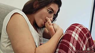 Brunette Foot Fetish Sucks Toes in Socks Morning Bliss!