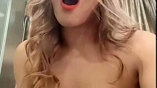 ladyboy mint strokes small tits in ass-teasing masturbation lure