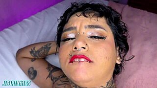 Latina Slut Craves Entire Monster Cock in Shaved Pussy!