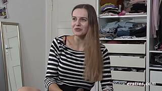 german amateur fingers tight pussy to wild orgasm solo