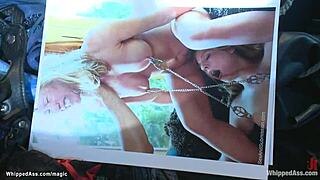 bound woman endures intense lezdom ass pounding and whipping