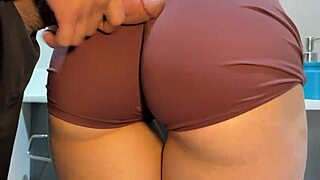 Athletic Big Ass Gym Babe Takes Cumshot on Juicy Cheeks in Bathroom