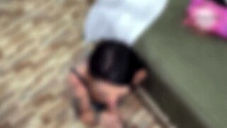 watch me slurp his cock tasty before gym time then swallow!