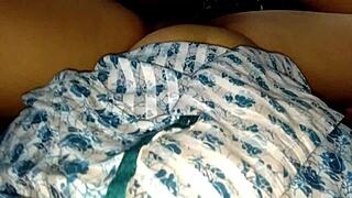 Horny mature woman masturbates juicy pussy to orgasm in public car outdoor sex