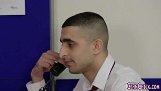 Cfnm domina tugs loser's pathetic cock