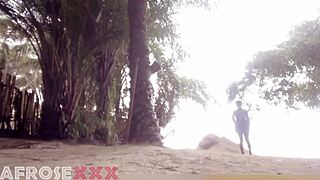 African beach beauty teases with sultry moves before homemade ebony sex session