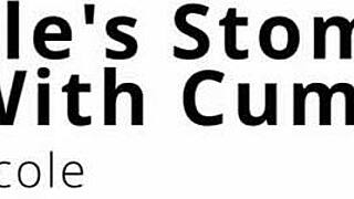 Aria Nicole's stomach blasted hot sticky cum explosion!