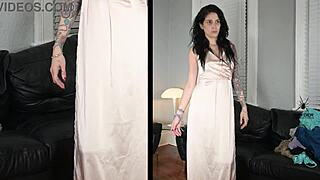 jazmin slips into this dress that's basically a sexy nighty already