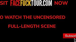 Tiny Latina Cutie Gags on Upside-Down Monster Cock Deepthroat