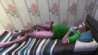 oh man, she's fingering her throbbing dick so good on the bed in this hot sims 4 hentai game animation 🍆💦 can't look away!