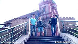 lina arian's first gaping dp swallow ends in ball-deep anal