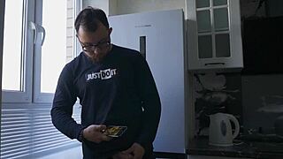 Neighbor roughly fucks guy hard, finishes him off wildly!