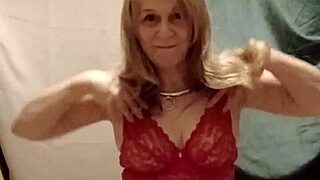 red body slave teases in stockings solo play