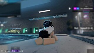 shy girl at indoor pool gets bent over for rough big cock pounding