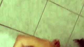 watch this chubby virgin stroke his small hairy cock to messy cumshot explosion