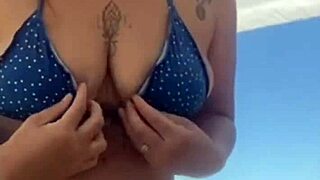 beach crowd watches as swollen pussy craves massive cock nearly exploding!