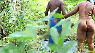 Ebony queen grinds pussy on cock turning him into crying orgasm machine outdoors