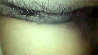 Shemale thrusts deep into hairy wet pussy with intense penetration pleasure.