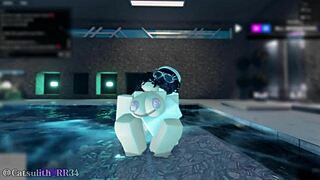 shy girl at indoor pool gets bent over for rough big cock pounding