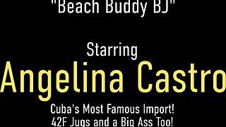 I, curvaceous Angelina Castro, gag hard sucking this throbbing cock till I cum