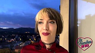 Young French coquine slut begs for double penetration in her sexy lingerie with small waist