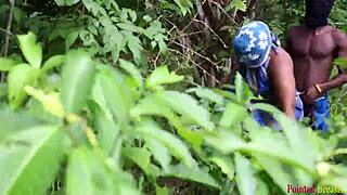 Ebony queen grinds pussy on cock turning him into crying orgasm machine outdoors