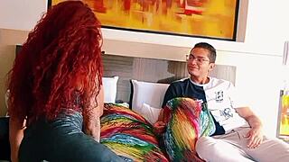 hot latina milf with natural tits takes big cock cum in mouth during intense homemade pounding