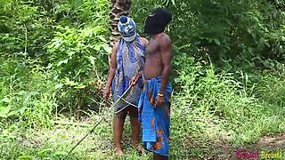 Ebony queen grinds pussy on cock turning him into crying orgasm machine outdoors