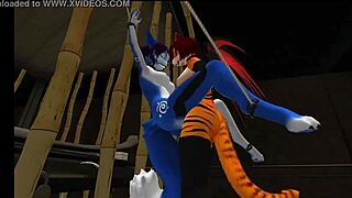 blue vixen shemale dominated in latex bdsm blowjob furry fuck frenzy