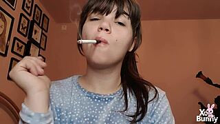 yo check these big glossy lips smoking up close while i tease my tongue like a kinky slave