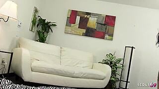 i can't resist this fit skinny babe's small saggy tits tempting older stud