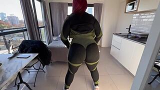 fiery redhead big ass bangs trainer hard till facial cum blast