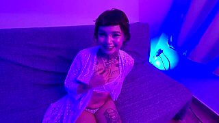 cute tattooed alt teen slut rides pov cock till creamy facial cumshot