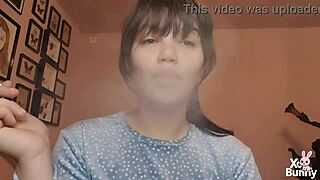 yo check these big glossy lips smoking up close while i tease my tongue like a kinky slave