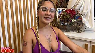 Brazilian Girlfriend Stretches Shaved Pussy In Cuckold House