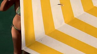 beach voyeur wife fingers hairy pussy cums for huge cock watcher