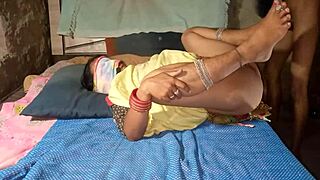 Tall wife in see-through lingerie shakes ass wildly during intense indian sex video