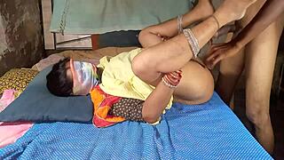 Tall wife in see-through lingerie shakes ass wildly during intense indian sex video