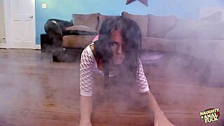 stockings slut endures bent over threesome with missionary double penetration