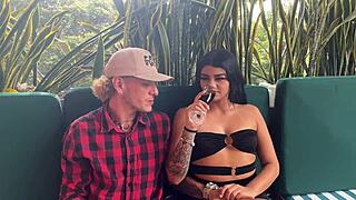 Horny couple joins me for wet pussy threesome riding and squirting with Molly Smith