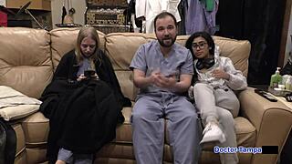 Dr Tampa examines Jasmine Rose's cheerleader body backstage