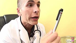 she goes to the doctor to remove a tattoo but ends up covered in cum