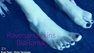 redhead slave bound tight gagging on toes while vibrator teases wet pussy in femdom