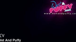 wet puffy pussy gets toys deep 😍 close-up squirting fun