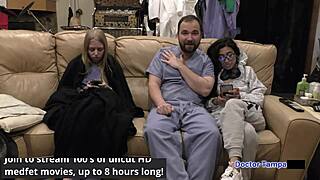 Dr Tampa examines Jasmine Rose's cheerleader body backstage