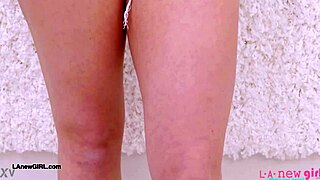 cute blonde teen model 😍 poses sexy on sofa for pov photoshoot