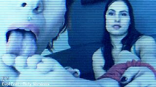 redhead slave bound tight gagging on toes while vibrator teases wet pussy in femdom