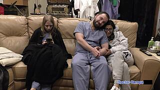 Dr Tampa examines Jasmine Rose's cheerleader body backstage