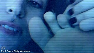 redhead slave bound tight gagging on toes while vibrator teases wet pussy in femdom